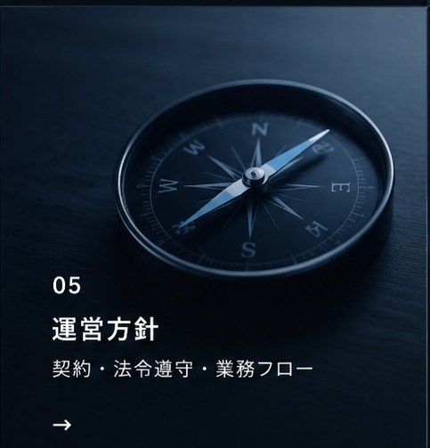 05 運営方針 — 契約・法令遵守・業務フロー →